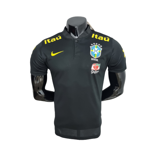 Camisa Brasil Polo Gola Baixa Preta - Masculina