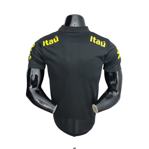 Camisa Brasil Polo Gola Baixa Preta - Masculina