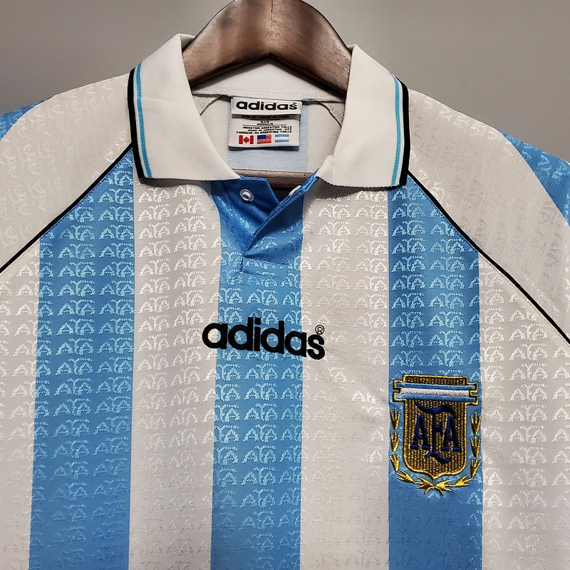 Camisa Seleção Argentina Retrô 1997-1998 Azul e Branca - | Futmantos