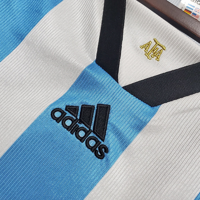 Camisa Seleção Argentina Retrô 1998 Azul e Branca - | Futmantos