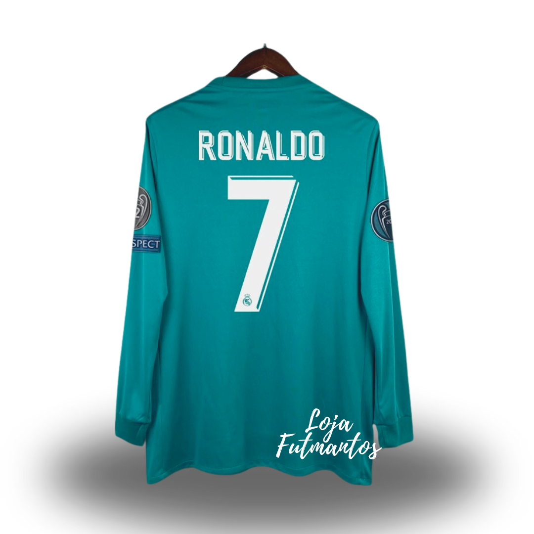 Camisa Real Madrid 17/18 Manga longa - Ronaldo #7 | Futmantos