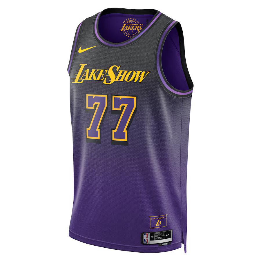 Luka Dončić - Camisa Los Angeles Lakers City Edition 2024 da NBA - Roxa - Unissex