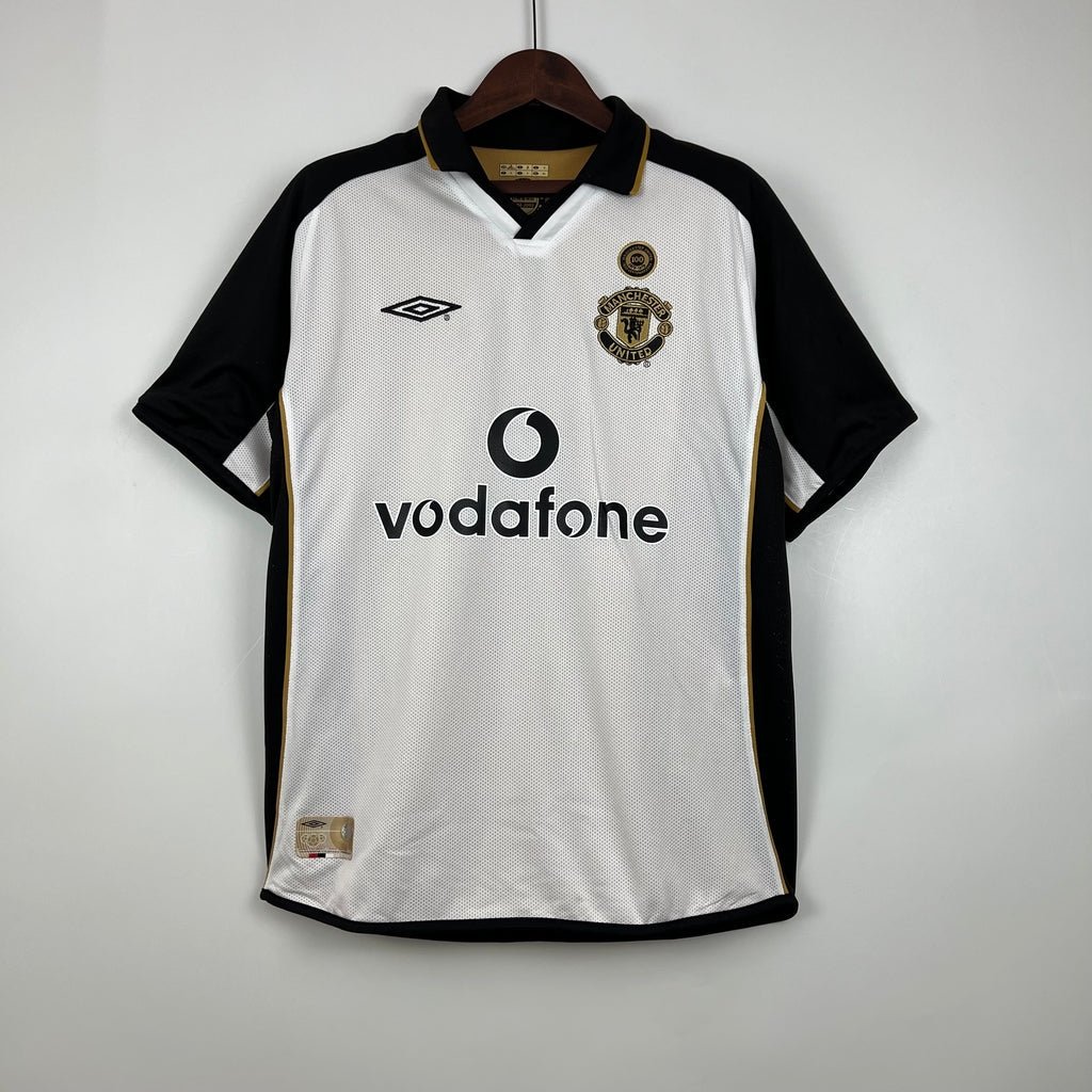 Camisa Manchester United 01/02 Modelo Retrô 100 Anos Masculina- Braca e preta, Dourada e Preta Dupla Face | Futmantos