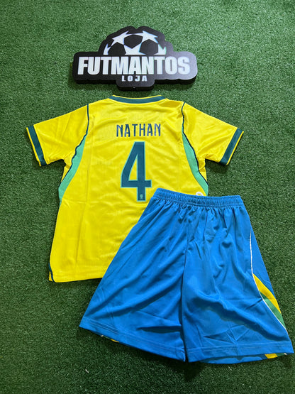 kit Infantil Brasil I 26/27 - Amarelo- NATHAN#4|  FutMantos