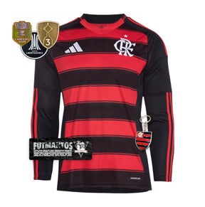 Camisa Flamengo 25/26 Com patrocínios - Manga Longa # Patch Super Mundial