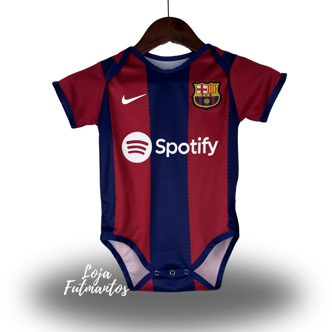 Body de Bebê Barcelona 23/24 - Azul/Vermelho | Futmantos