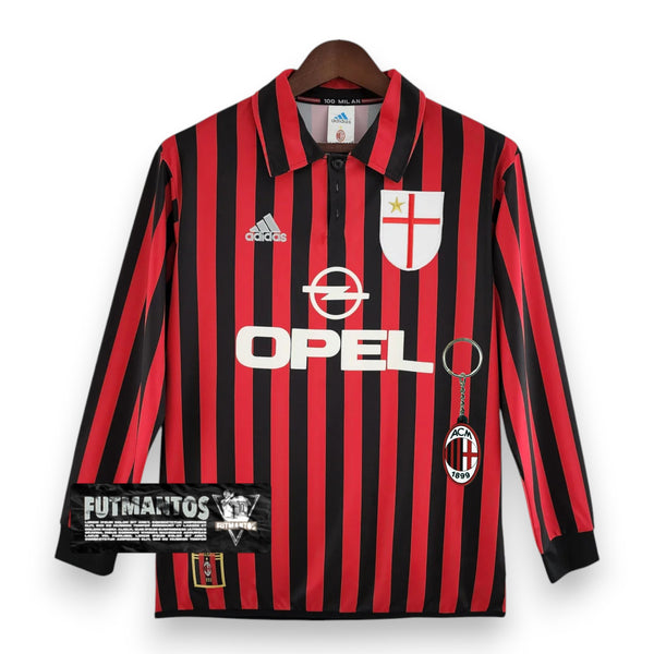 Camisa Manga Longa Milan 1999/2000 - Preto e Vermelho | Futmantos