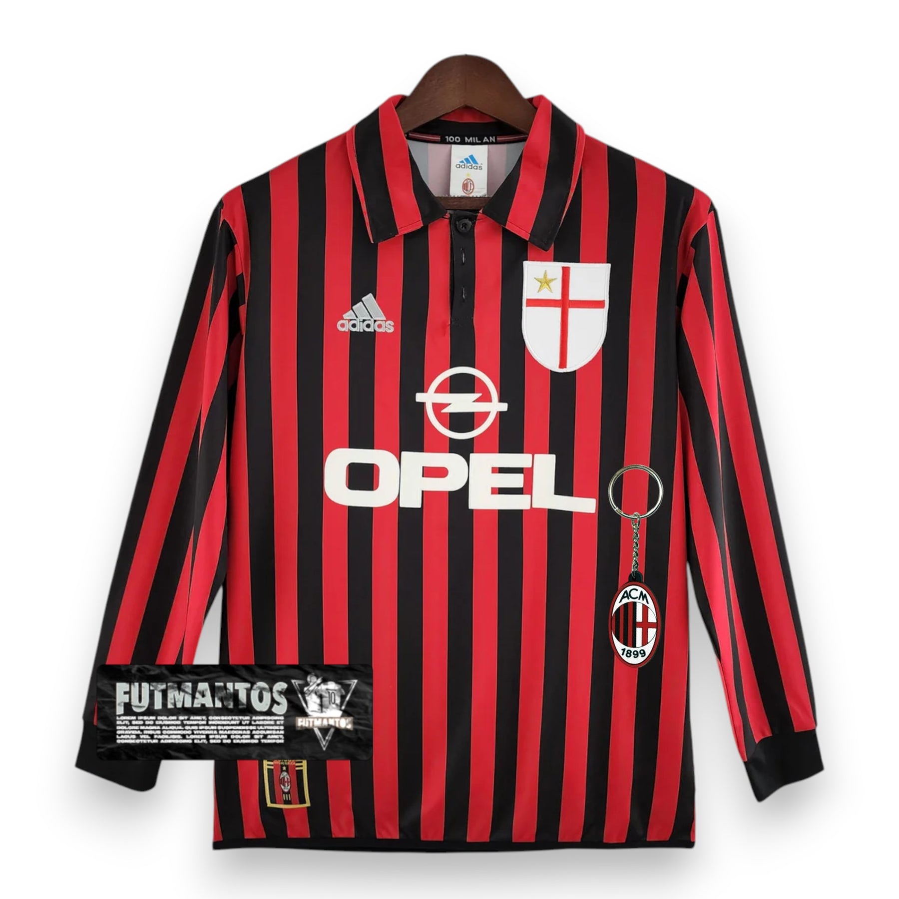 Camisa Manga Longa Milan 1999/2000 Adidas - Preto e Vermelho | Futmantos