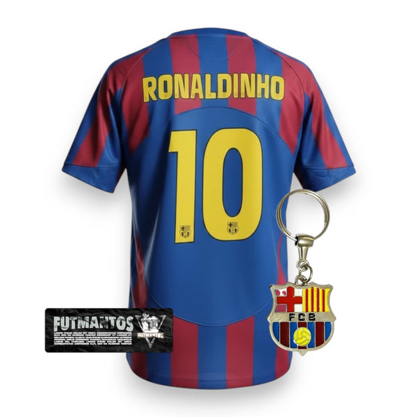 Camisa Barcelona I 2006 - Retrô - Ronaldinho #10 | FutMantos