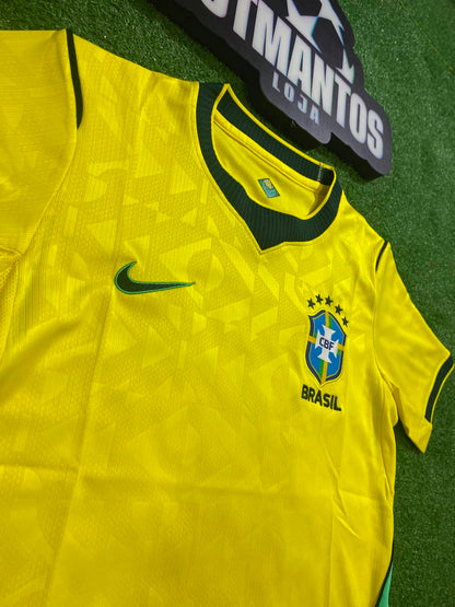 Camisa Brasil Amarela I 26/27 - Torcedo(com Gola em Verde Mais Escuro)| FutMantos
