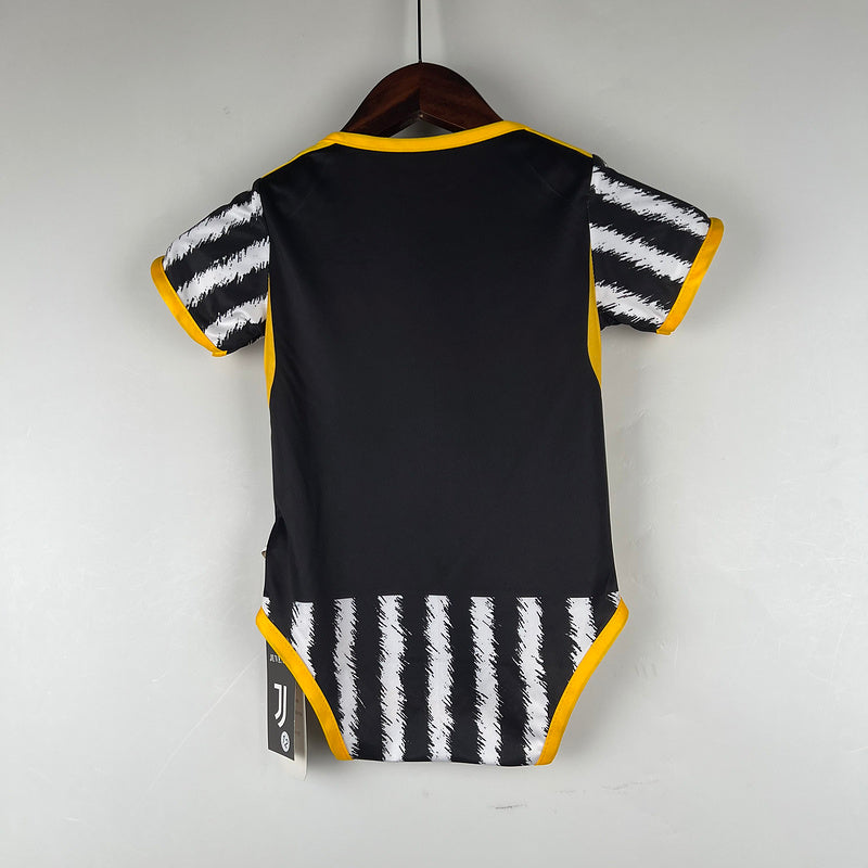 Body de Bebê Juventus 23/24 - Branco/Preto/Amarelo | Futmantos