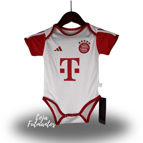 Body de Bebê Bayern de Munique 23/24 -Branco/Vermelho | Futmantos