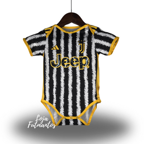 Body de Bebê Juventus 23/24 - Branco/Preto/Amarelo | Futmantos