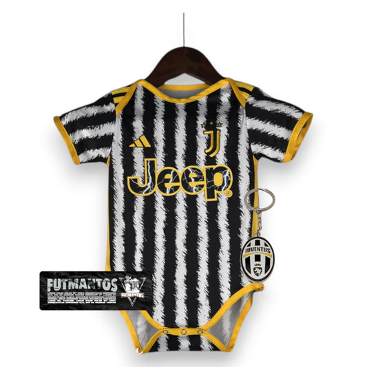Body de Bebê Juventus 23/24 - Branco/Preto/Amarelo | Futmantos