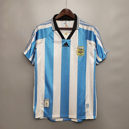 Camisa Seleção Argentina Retrô 1998 Azul e Branca - | Futmantos