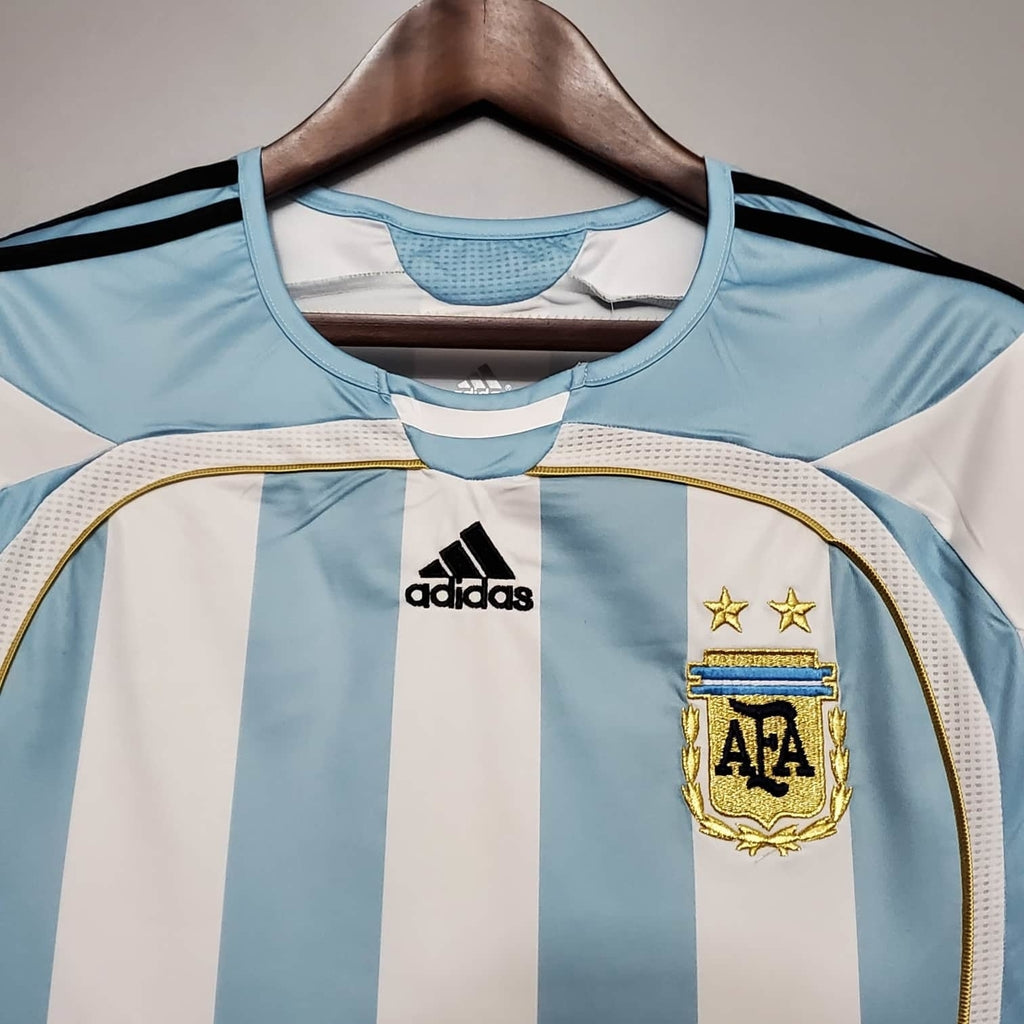 Camisa Seleção Argentina Retrô 2006 Azul e Branca- | Futmantos