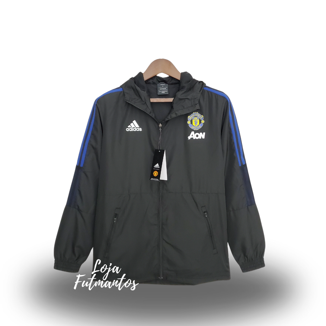 Corta-vento Manchester United 21/22 - Preto e Azul