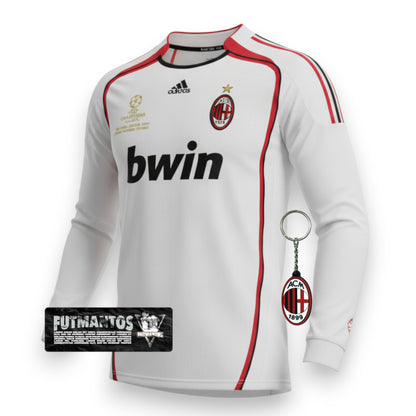 Camisa Manga Longa Milan Champions League 06/07 - Branco | Futmantos