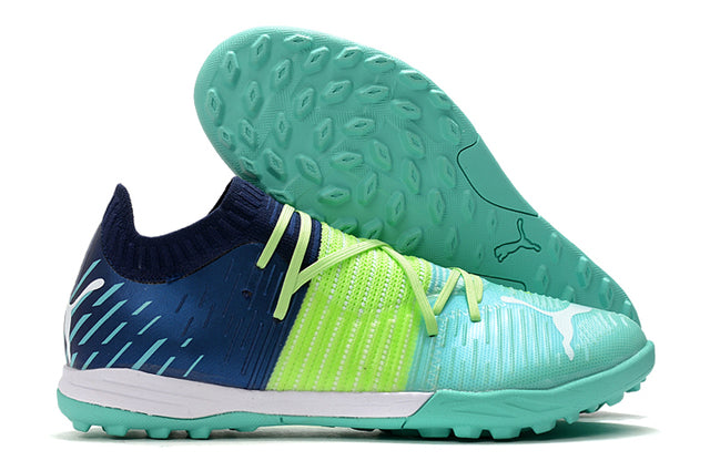 Chuteira Society Puma Future Z TF Blue/Yellow/Green - Low