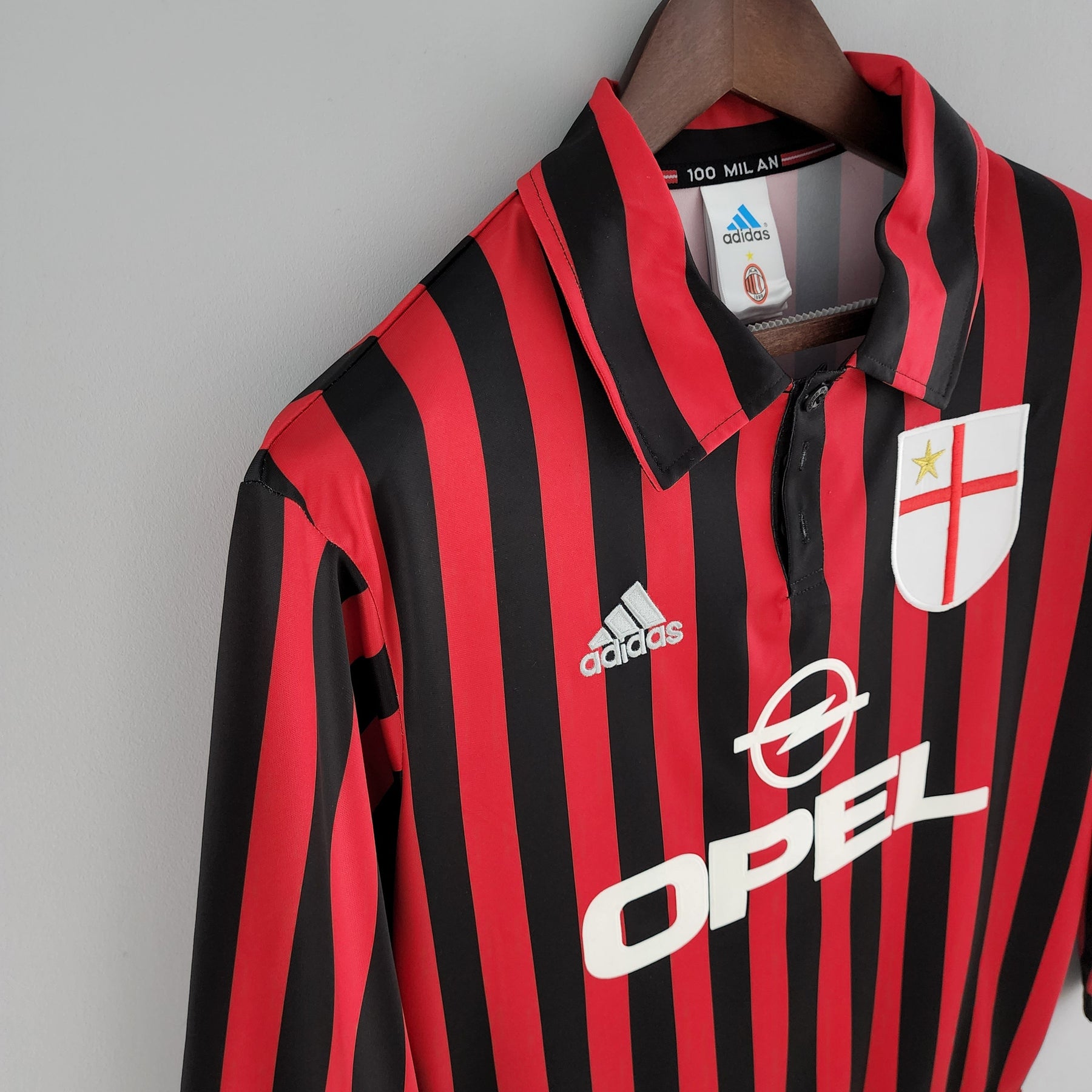 Camisa Manga Longa Milan 1999/2000 Adidas - Preto e Vermelho | Futmantos