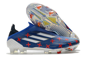 Chuteira Campo Adidas X SpeedFlow FG Azul e Bolinhas