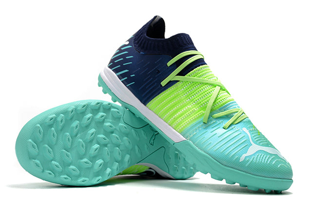 Chuteira Society Puma Future Z TF Blue/Yellow/Green - Low