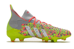 Chuteira Campo Adidas Predator Freak .1 FG Clear Grey/White/Solar Yellow - Cano Alto