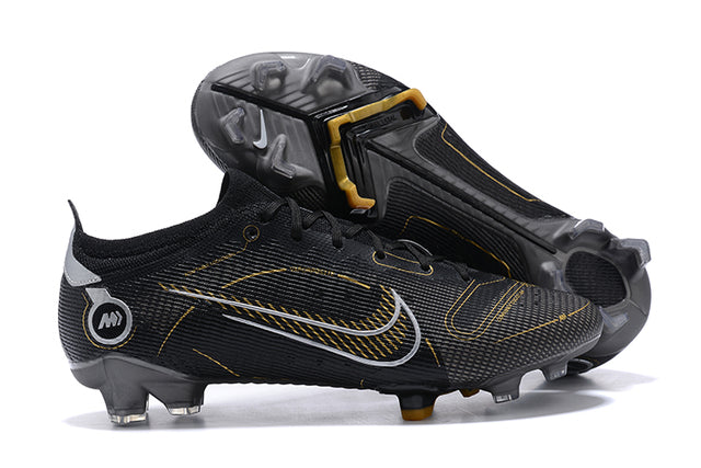 Chuteira Campo Nike Mercurial Vapor 14 Elite FG Preto e Dourado - Low