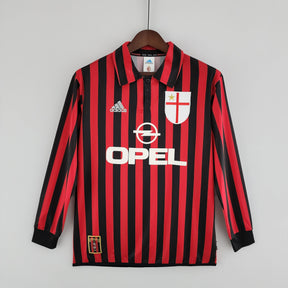 Camisa Manga Longa Milan 1999/2000 Adidas - Preto e Vermelho | Futmantos