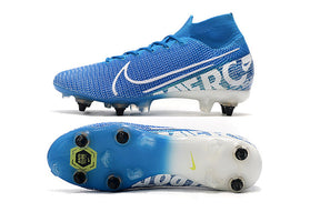 Chuteira Campo Nike Mercurial Superfly 7 Elite SG-PRO Anti Clog Azul/Branco - Cano Alto