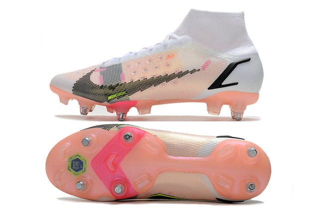 Chuteira Campo Nike Mercurial Superfly VIII Elite SG PRO Anti Clog Branco - Cano Alto