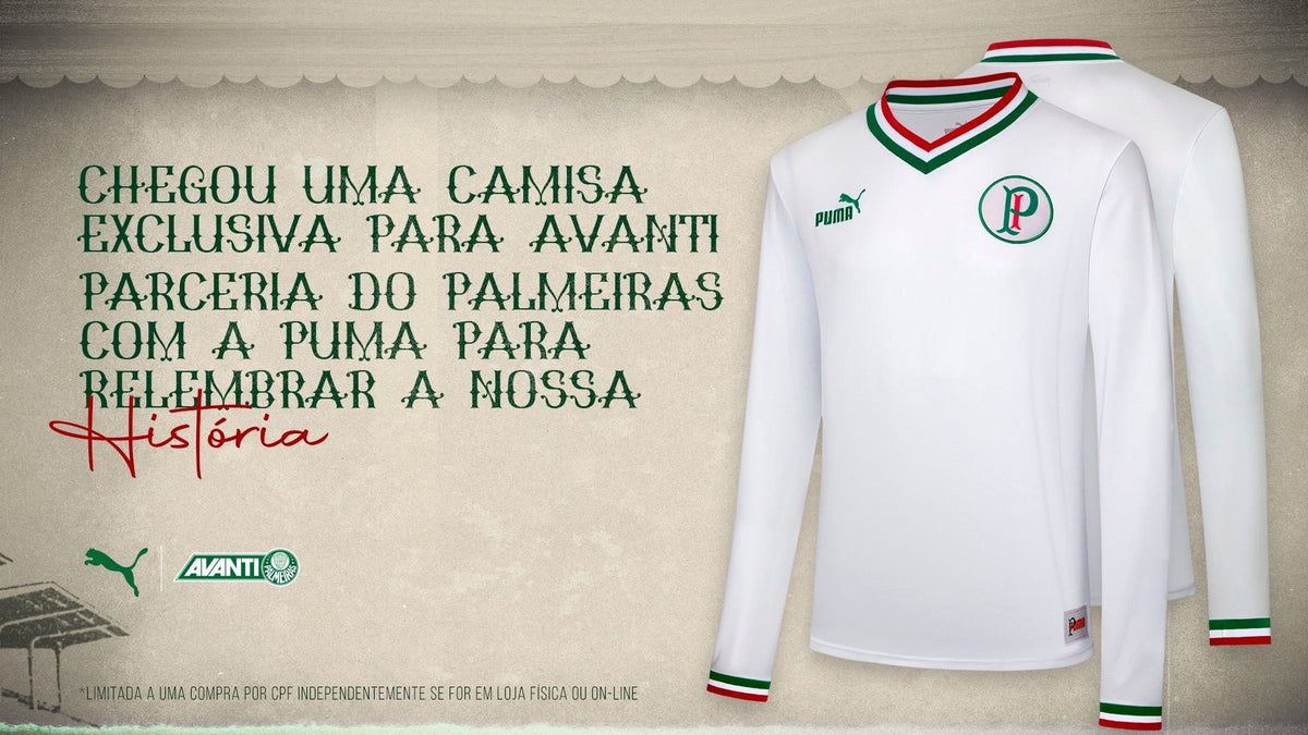 Camisa Manga Longa Palmeiras Avanti 2022 Puma - Branco