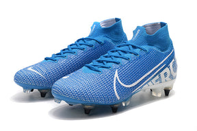 Chuteira Campo Nike Mercurial Superfly 7 Elite SG-PRO Anti Clog Azul/Branco - Cano Alto