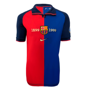 Camisa Barcelona 100 Anos Retrô 1999 Azul e Grená - Nike | Futmantos