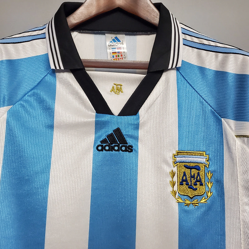 Camisa Seleção Argentina Retrô 1998 Azul e Branca - Adidas | Futmantos