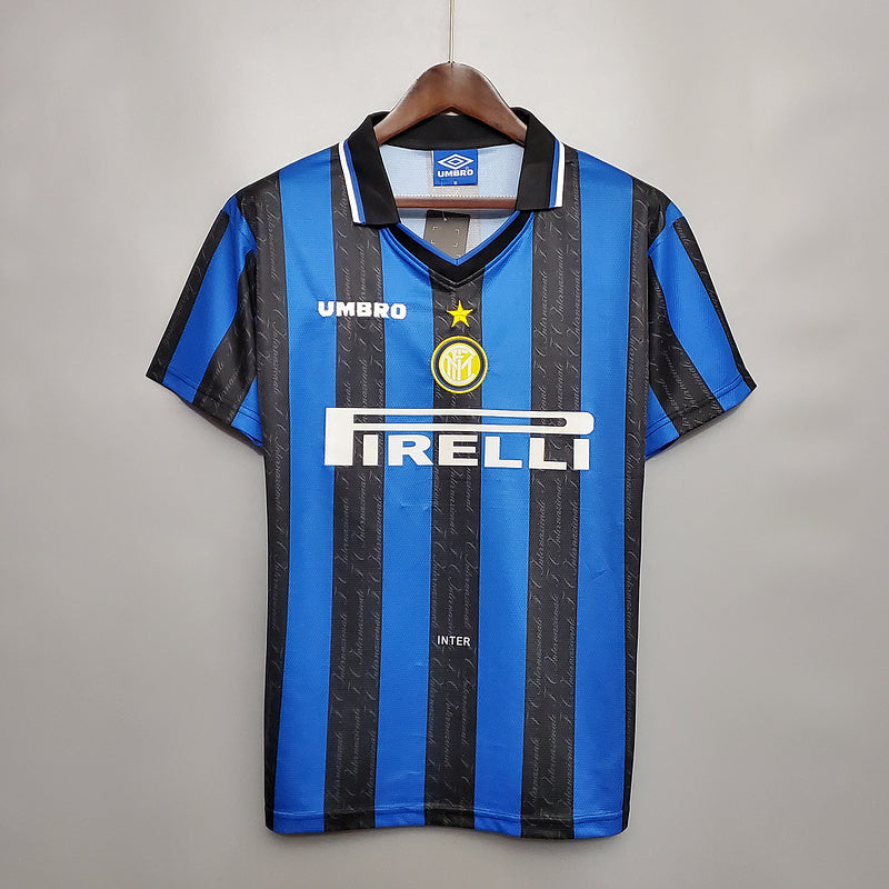 Camisa Inter de Milão Retrô 1997/1998 Azul e Preta - Umbro | Futmantos