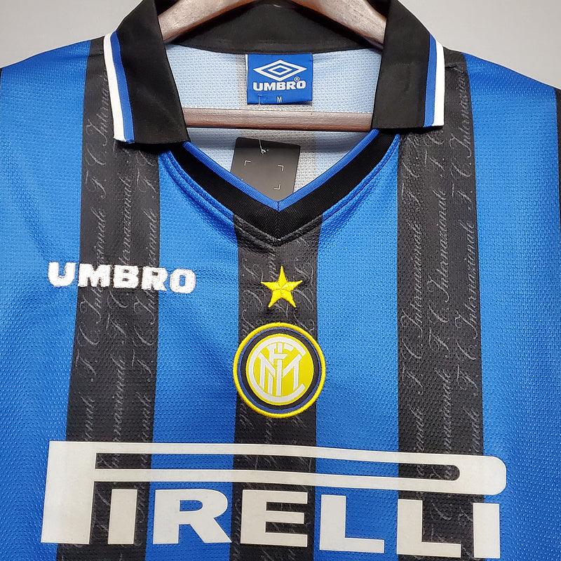 Camisa Inter de Milão Retrô 1997/1998 Azul e Preta - Umbro | Futmantos