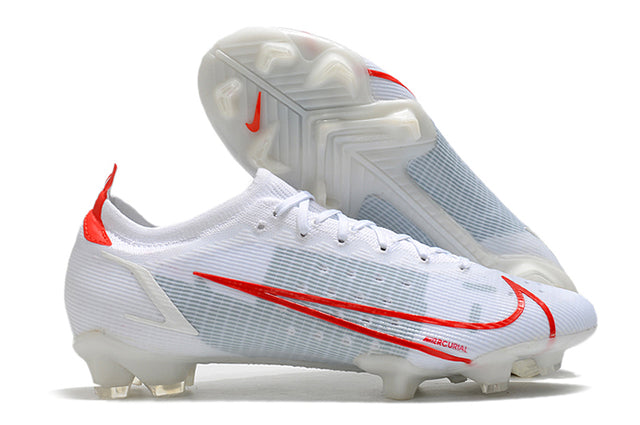 Chuteira Campo Nike Mercurial Vapor 14 Elite FG Branco e Vermelho - Low