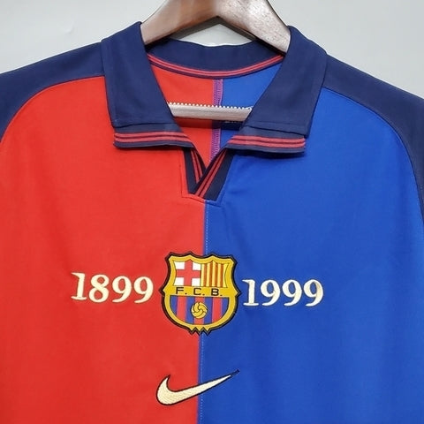 Camisa Barcelona 100 Anos Retrô 1999 Azul e Grená - Nike | Futmantos